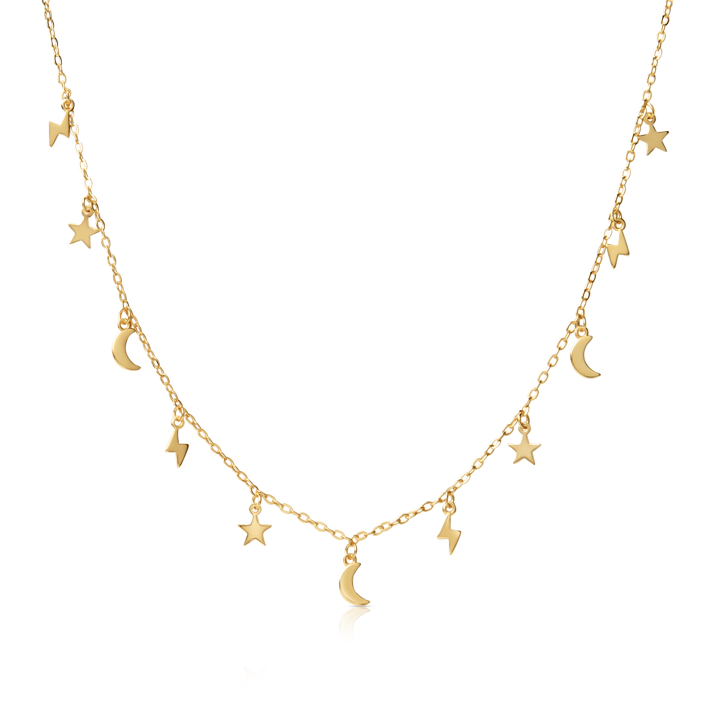 Madison Paper Clip Chain Necklace with Celestial-Themed Charms